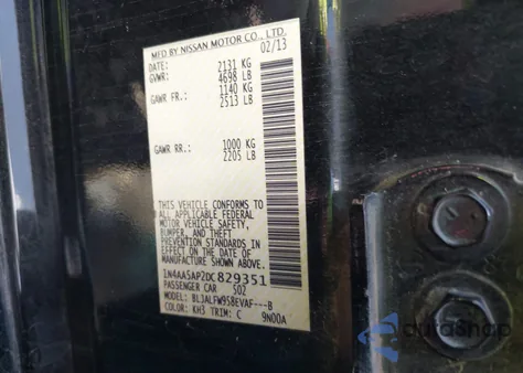 2013 Nissan Maxima 3.5 Sv z USA, uszkodzony, nr VIN 1N4AA5AP2DC829351